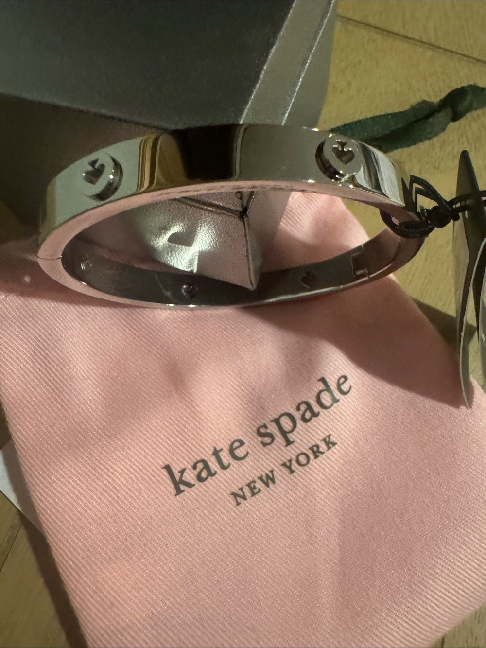 Kate Spade $99 Silver Tone Logo Bangle Bracelet